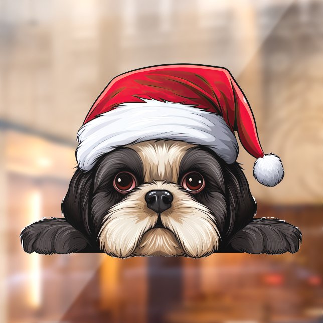 Vinilos Para Cristales Navidades festivos Shih Tzu Window Cling (Hoja 2)