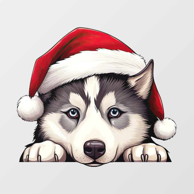 Vinilos Para Cristales Navidades festivos Siberian Husky Window Cling (Hoja)