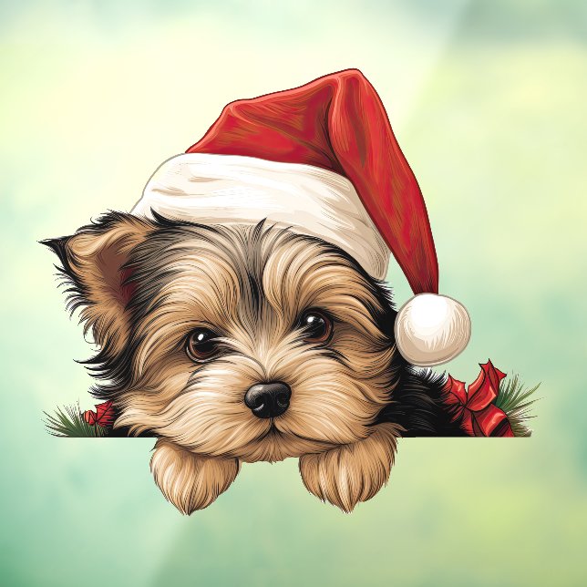 Vinilos Para Cristales Navidades festivos Yorkshire Terrier (Hoja 3)