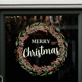Vinilos Para Cristales Navidades Flores Wreath Feliz Navidad