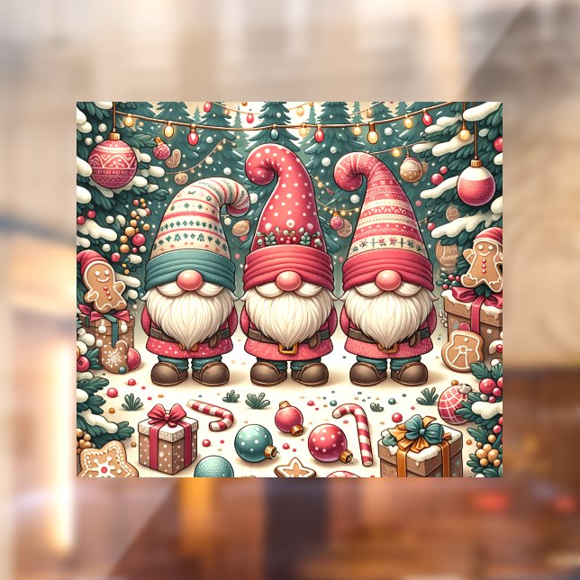 Vinilos Para Cristales Navidades Gnomes Trio Window Cling (Hoja 2)