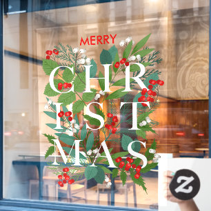 Vinilos Para Cristales NAVIDADES Greenery Berries Holiday LARGE