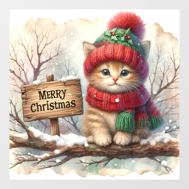 Vinilos Para Cristales Navidades Kitty Window Cling (Hoja)