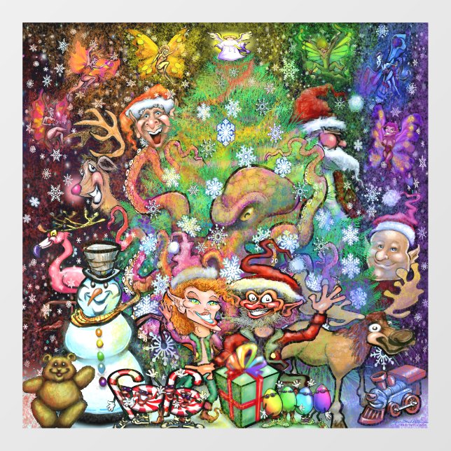 Vinilos Para Cristales Navidades mágicos del arcoiris (Hoja)
