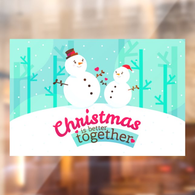 Vinilos Para Cristales Navidades mejor juntos Snowmen Window Cling (Hoja 2)