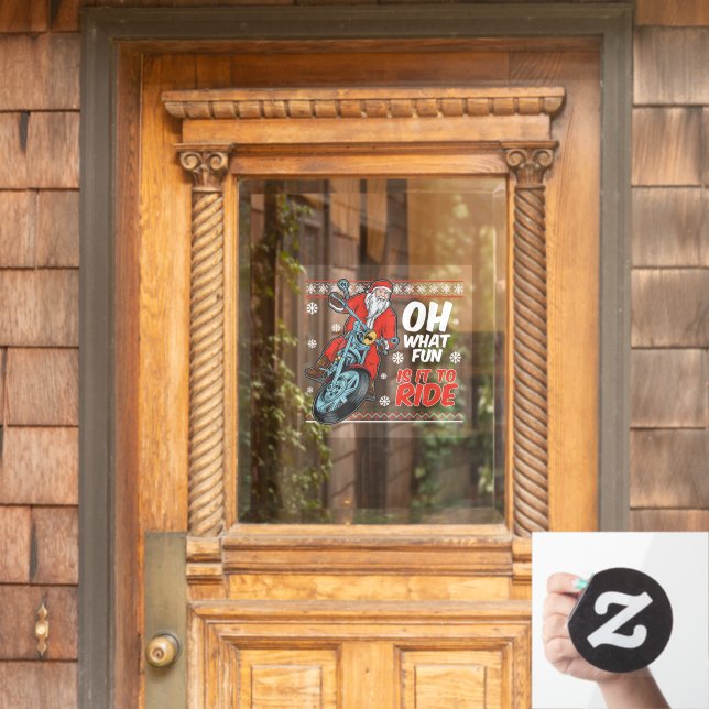 Vinilos Para Cristales Navidades Motocicleta Santa Claus Divertidas Navid (Puerta de casa)