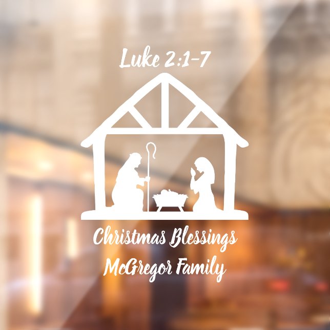 Vinilos Para Cristales Navidades Natividad Manger Scripting Nombre de fam (Hoja 2)