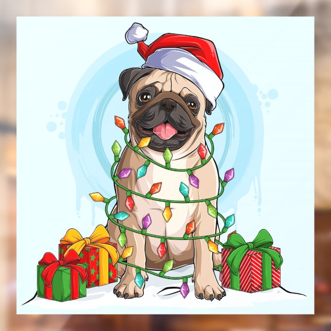 Vinilos Para Cristales Navidades Pug (Hoja 2)