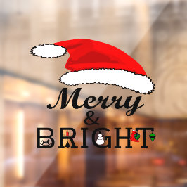 Vinilos Para Cristales Navidades Red Santa Hat Merry y Vinyl brillante