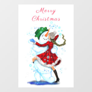 Vinilos Para Cristales Navidades rodean a Snowman y bailarinas Chicas
