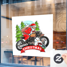 Vinilos Para Cristales Navidades Santa Biker Ventana Cling