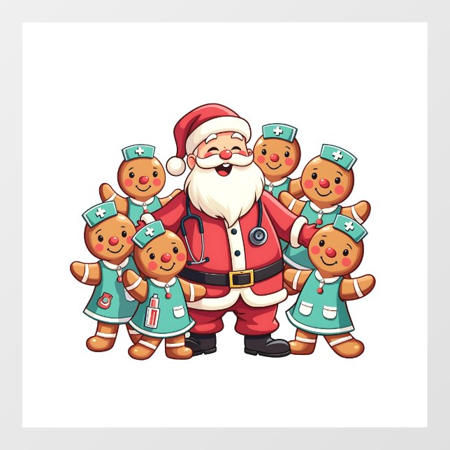 Vinilos Para Cristales Navidades Santa Claus Gingerbread Enfermeras (Hoja)