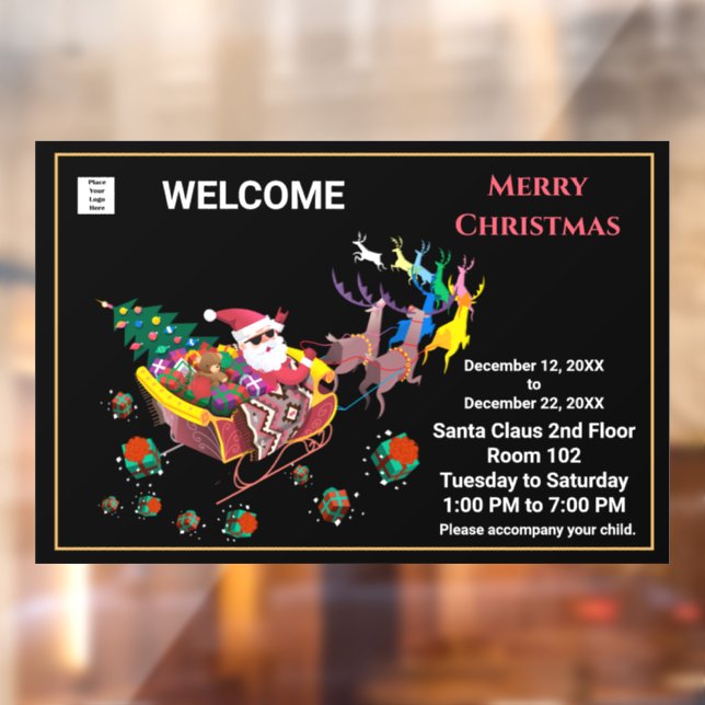 Vinilos Para Cristales Navidades Santa Claus Hours Business Personalize (Hoja 2)