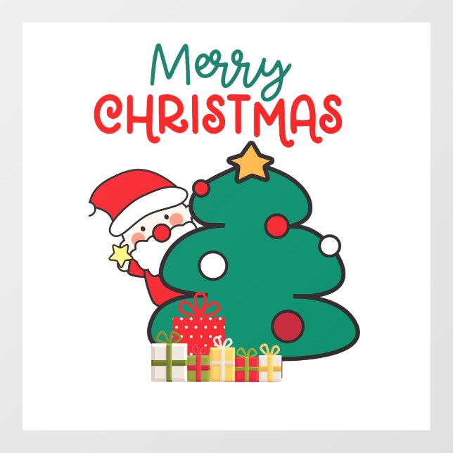 Vinilos Para Cristales Navidades Santa Tree y Gifts (Hoja)