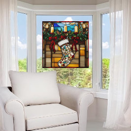Vinilos Para Cristales Navidades Stocking Faux Staines Glass
