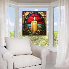Vinilos Para Cristales Navidades Vela Faux Vidrio Manchado Cling