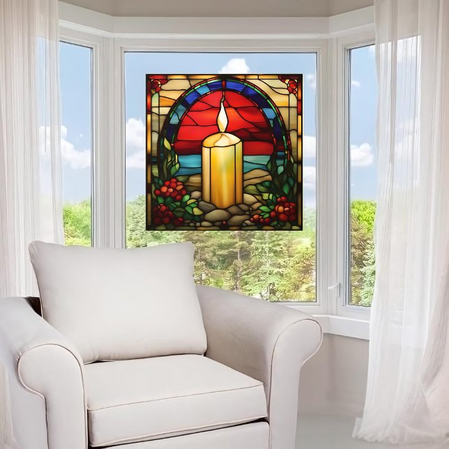 Vinilos Para Cristales Navidades Vela Faux Vidrio Manchado Cling (Subido por el creador)