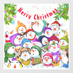 Vinilos Para Cristales Navidades Ventana Cling Snowmans Fiesta - Diversió