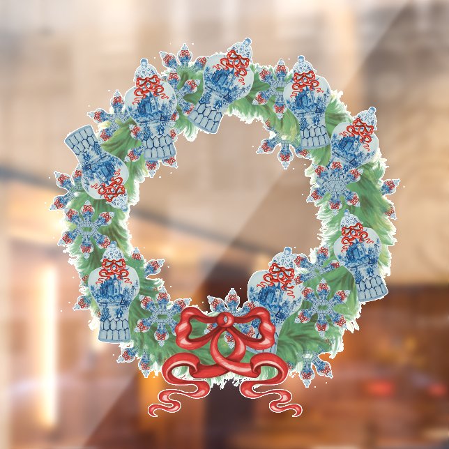 Vinilos Para Cristales Navidades Wreath Ginger Jars (Hoja 2)