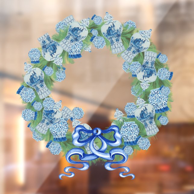 Vinilos Para Cristales Navidades Wreath Ginger Jars Window Cling (Hoja 2)