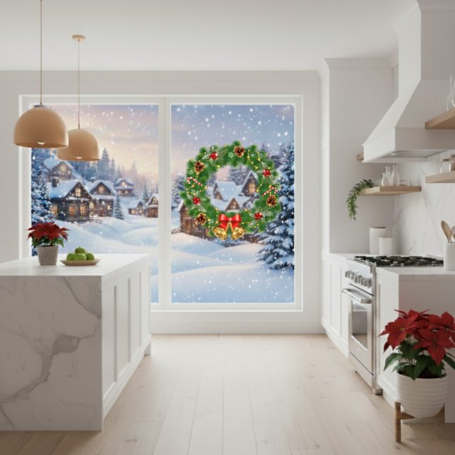 Vinilos Para Cristales Navidades Wreath Window Cling (Christmas Wreath Window Cling)