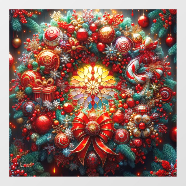 Vinilos Para Cristales Navidades Wreath Window Cling (Hoja)