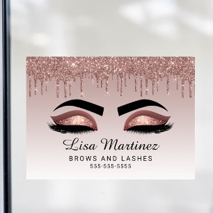 Vinilos Para Cristales Negocio de Belleza de Pestañas y Cejas con Brillo