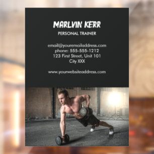 Vinilos Para Cristales Negocio de gimnasio con foto personalizada gris