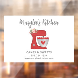 Vinilos Para Cristales Negocio de Pastelería Chef Panadería Navideña Roja