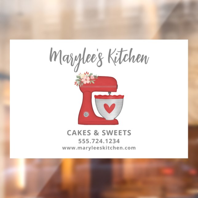 Vinilos Para Cristales Negocio de Pastelería Chef Panadería Navideña Roja (Hoja 2)