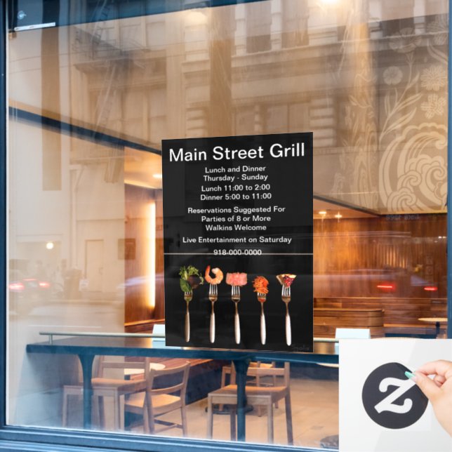 Vinilos Para Cristales Negocio de restaurante moderno de comida en tenedo (Ventana de cafetería)