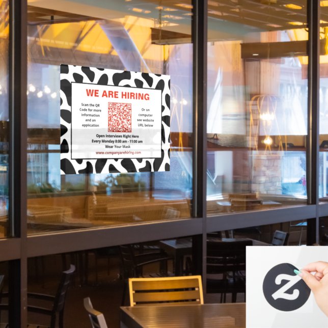 Vinilos Para Cristales Negocio que estamos contratando el código QR perso (ventana del restaurante)