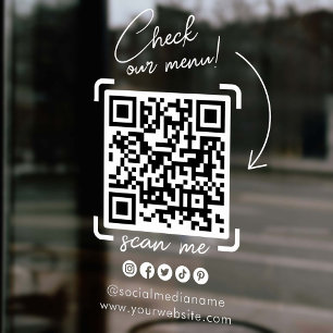 Vinilos Para Cristales Negocio transparente blanco Código QR Medios socia