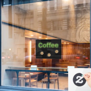 Vinilos Para Cristales Neon Coffee Rótulo Tres tazas Ventana Rótulo