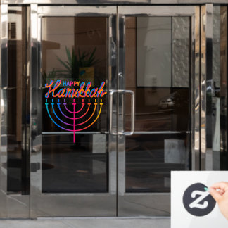 Vinilos Para Cristales Neon Happy Hanukkah Menorah