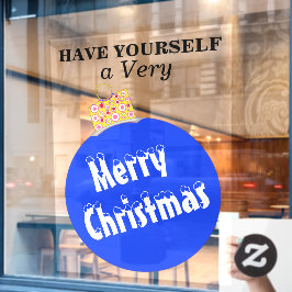 Vinilos Para Cristales Nevada azul tapada Ornamento navideño Feliz