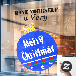 Vinilos Para Cristales Nevada azul tapada Ornamento navideño Feliz