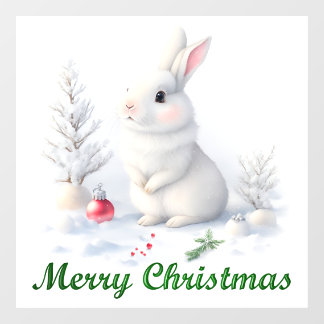 Vinilos Para Cristales Nieve Bunny Merry Christmas Window Cling