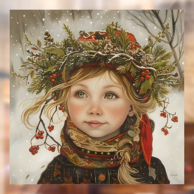 Vinilos Para Cristales Niño de invierno del Viejo Mundo (Hoja 2)