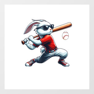 Vinilos Para Cristales Niños Felices Conejo de Pascua Jugando Béisbol Est