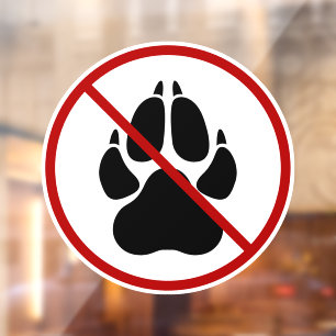 Vinilos Para Cristales No se Permiten Mascotas / Perros Silueta de Pata d
