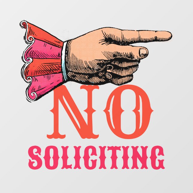 Vinilos Para Cristales No Soliciting Pointing Hand Fun Window Cling (Hoja)