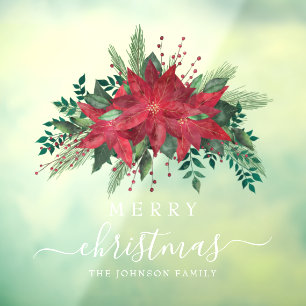 Vinilos Para Cristales Nochebuena floral de Poinsettia roja