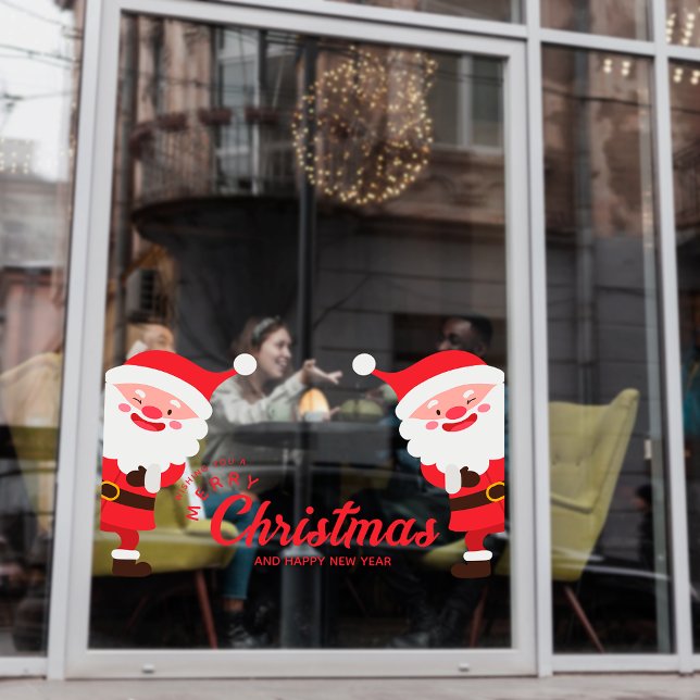 Vinilos Para Cristales Nochebuena navideña divertida en Santa Merry vacac (Funny Santa Merry Christmas Small Business Holiday Window Cling)