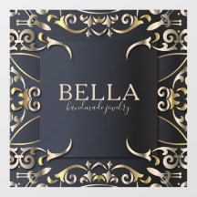 Nombre de empresa barroco de lujo negro y dorado