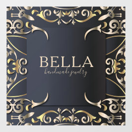 Vinilos Para Cristales Nombre de empresa de lujo barroco chic negro y dor