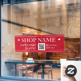 Vinilos Para Cristales NOMBRE DE LA TIENDA, Apertura pronto, código QR, r