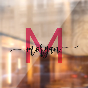 Vinilos Para Cristales Nombre de Monograma Rosa Brillante Negocios Corpor