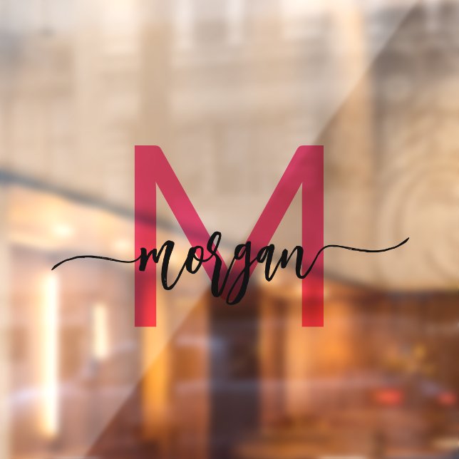 Vinilos Para Cristales Nombre de Monograma Rosado Caliente Empresa (Hoja 2)