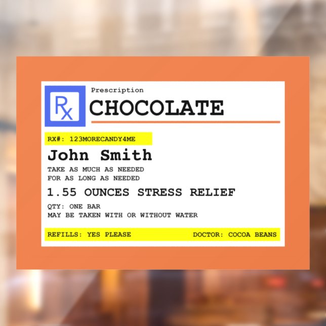 Vinilos Para Cristales Nombre del paciente personalizado del chocolate co (Hoja 2)